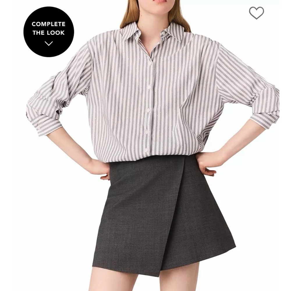 Maje 2 Piece Button-Up Shirt and Dark Skirt Set - New With Tags